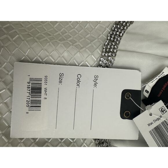 New MacDuggal White Beaded Sleeveless Textured 93551 WHT Dress Size 8 - Picture 6 of 12